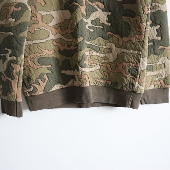 Zara Man Green Sz Lrg Camouflage Quilted Crewneck Stretch Pullover Sweater - Picture 6 of 8
